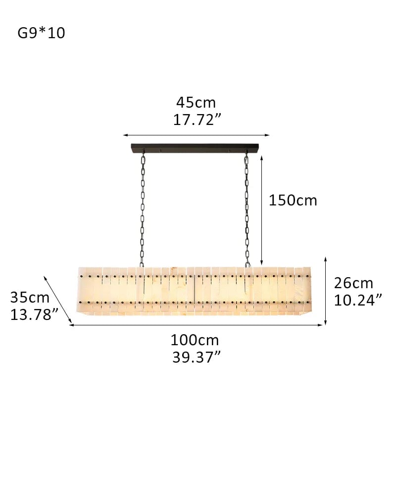 Val d’Isère Series Architectural Chandelier | Linear Tiered Hand-carved alabaster panels and mid-century steel, Mid-century steel finish for Dining rooms, foyers, and offices 10-light-L100CM L40" Black American Vintage chandelier lamp