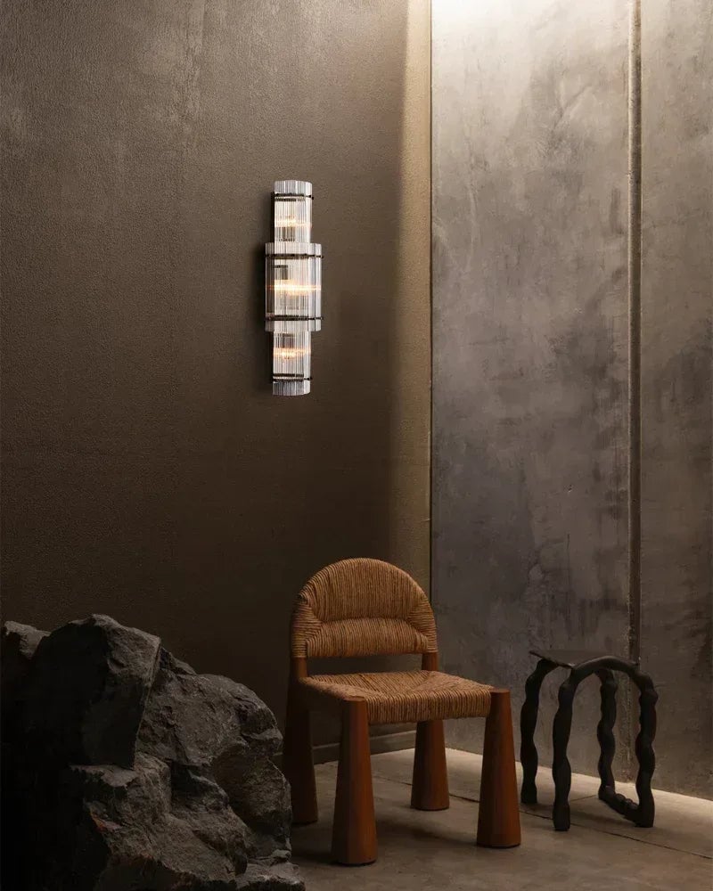 Val d’Isère Series Refractive Chandelier | Round Strip Glass Electroplated metal structure with unique glass panels, Antiqued Brass and Black Steel for Dining rooms, foyers, and staircases American chandelier