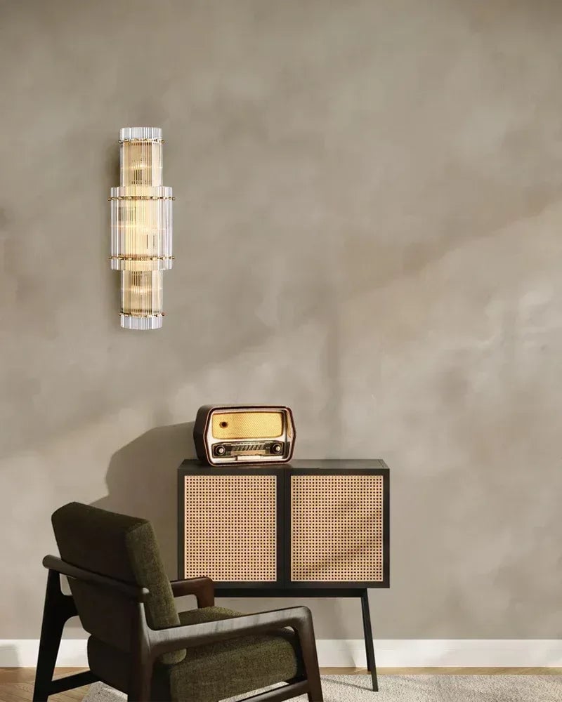 Val d’Isère Series Refractive Chandelier | Round Strip Glass Electroplated metal structure with unique glass panels, Antiqued Brass and Black Steel for Dining rooms, foyers, and staircases American chandelier