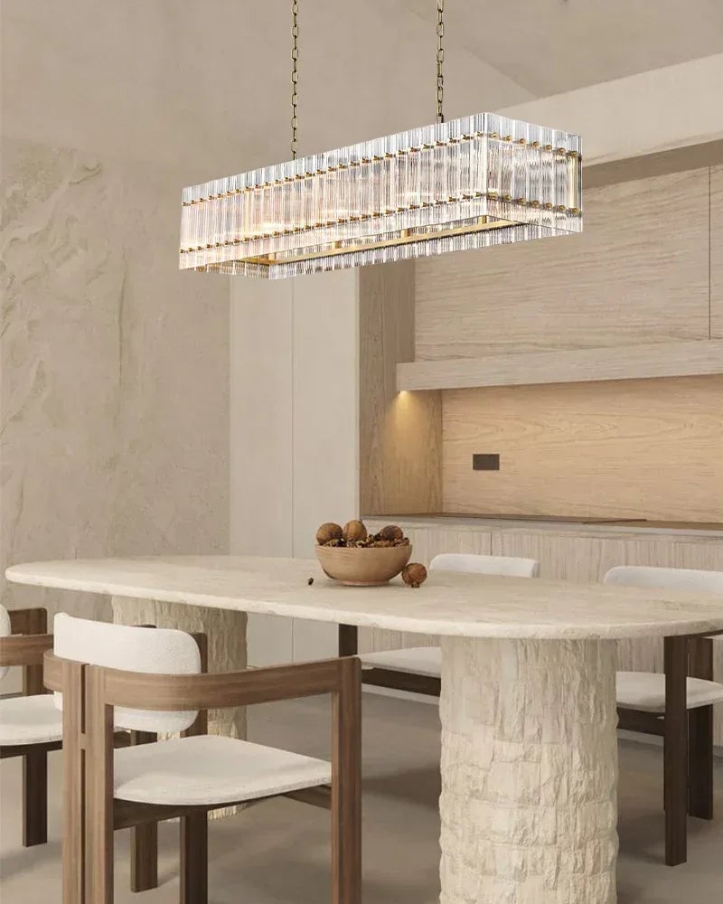 Val d’Isère Series Refractive Chandelier | Round Strip Glass Electroplated metal structure with unique glass panels, Antiqued Brass and Black Steel for Dining rooms, foyers, and staircases American chandelier