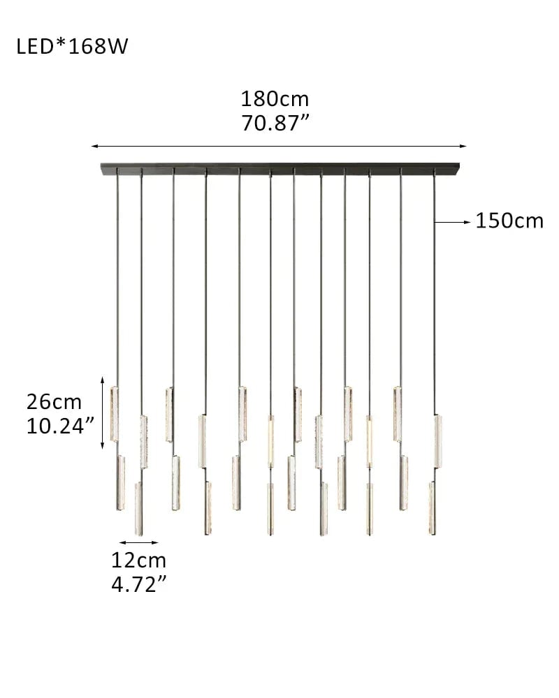 Valence Series Architectural Linear Chandelier | Vertical Prism Meticulously crafted clear prisms and vertical brass drops, Warm Brass and Black finish for Dining Rooms and Kitchen Islands 12-light-D12CM D4.7"-Linear Black American chandelier