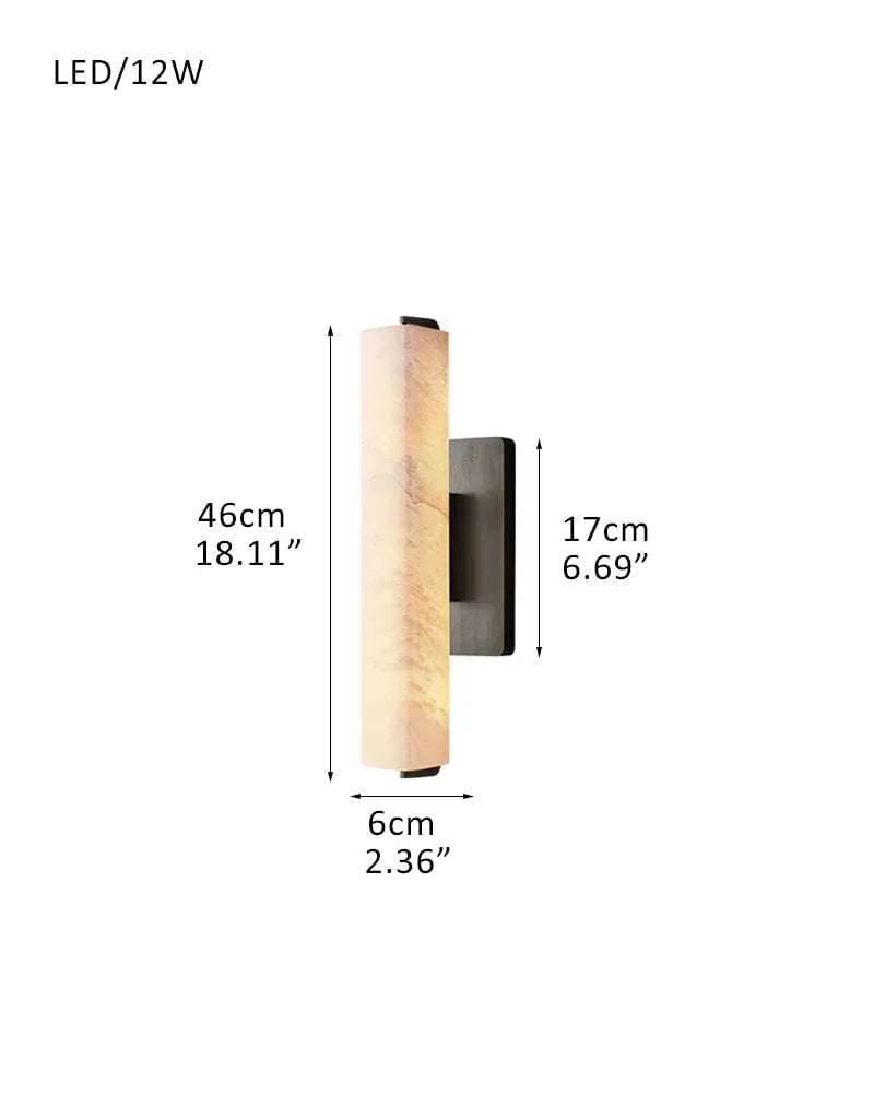 Valence Series Architectural Wall Sconce | Vertical Linear Sleek Brass and Raw Veined Alabaster, Burnished Brass and Black for Modern Living Rooms and Hallways Single-D6*H46CM D2.5"*H18-M Black + White Flush Mounted Wall Sconce Lamp