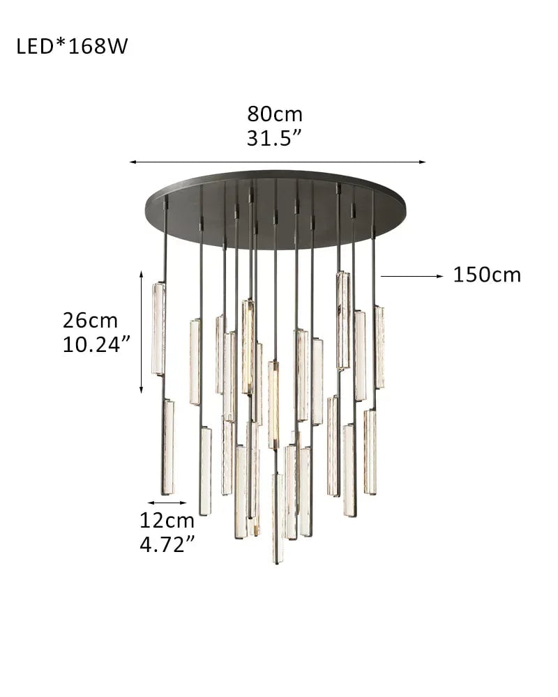 Valence Series Prismatic Chandelier | Vertical Brass Drops Meticulously crafted clear prisms and structural brass, Warm metallic brass finish for Dining Rooms and Living Areas 12-light-D12CM D4.7" Black American chandelier