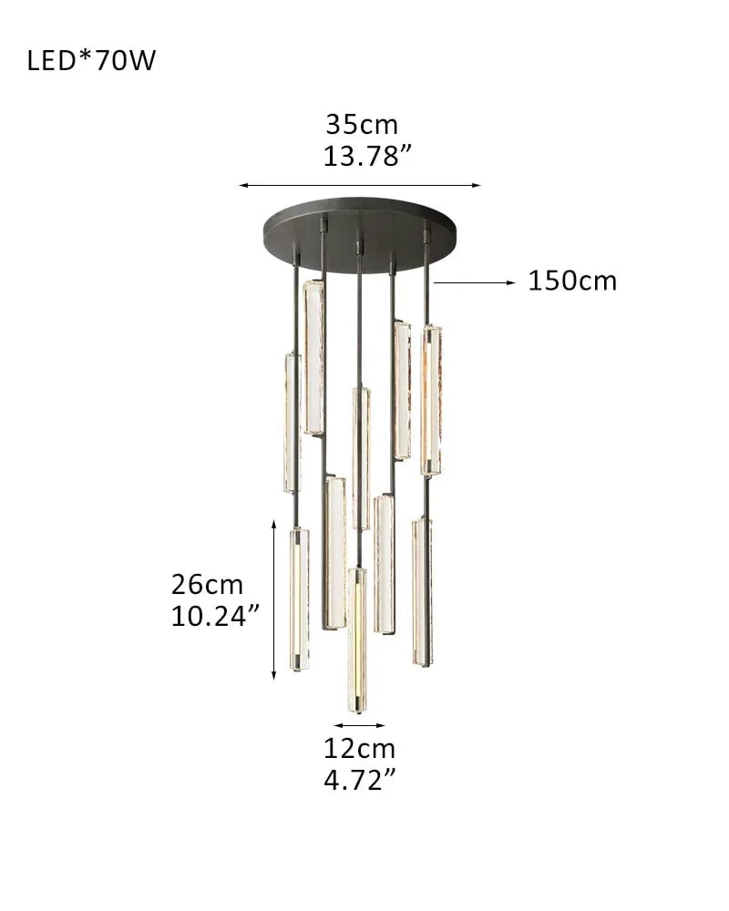 Valence Series Prismatic Chandelier | Vertical Brass Drops Meticulously crafted clear prisms and structural brass, Warm metallic brass finish for Dining Rooms and Living Areas 5-light-D12CM D4.7" Black American chandelier