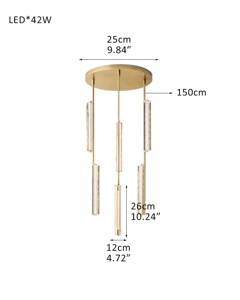 Valence Series Prismatic Chandelier | Vertical Brass Drops Meticulously crafted clear prisms and structural brass, Warm metallic brass finish for Dining Rooms and Living Areas 3-light-D12CM D4.7" Brass American chandelier