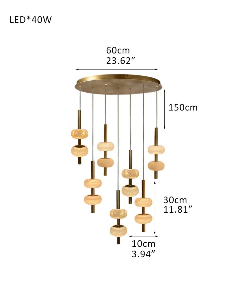 Villa Series Ethereal Pendant Light | Cluster Natural White Spanish Alabaster, Timeless Black Brass finish for Modern Kitchen Islands and Dining Areas 7-Light-L10*H30CM L3.9"*H11.8" White + Brass Modern Pendant lamp