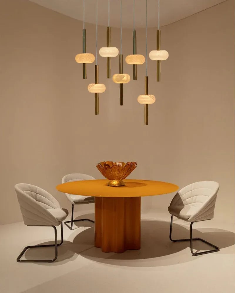 Villa Series Ethereal Pendant Light | Cluster Natural White Spanish Alabaster, Timeless Black Brass finish for Modern Kitchen Islands and Dining Areas Modern Pendant lamp