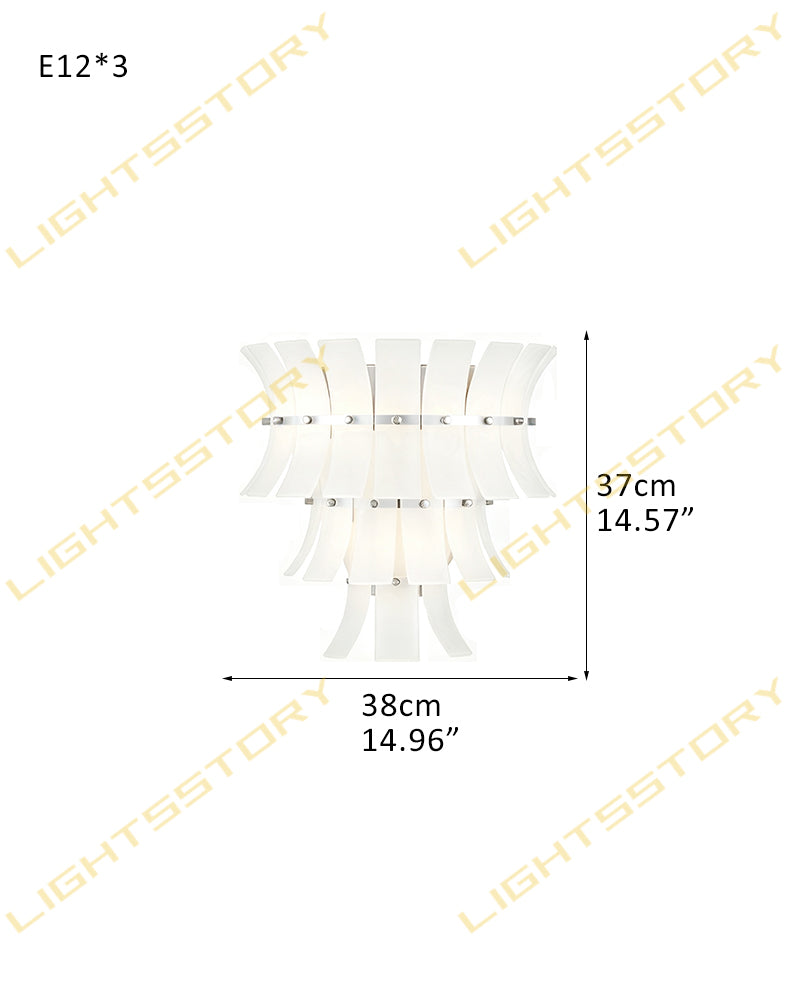 Ghiaccio Glass Ethereal White Multi Tiered Waterfall Wall Light Sconce - Lux Gold Trim - Bedrooms, Hallways & Bathrooms