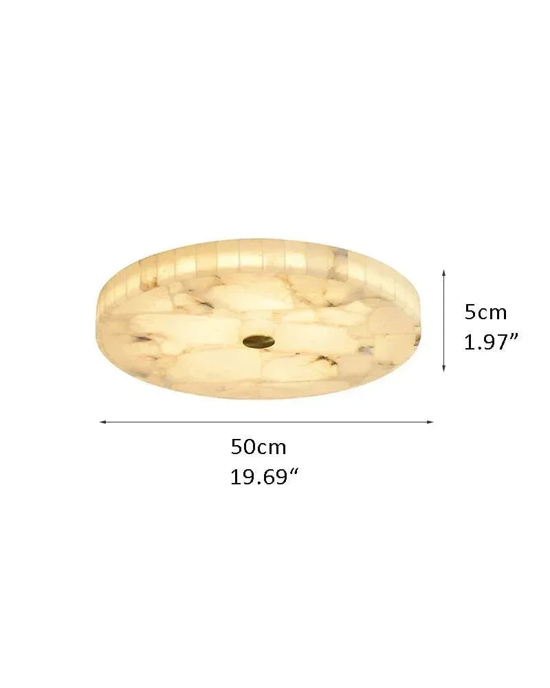 White Spanish Round Alabaster Flush Mount Ceiling Light for bedroom D50*H5CM D19.69*H1.97" White + Brass Flush Mounted Ceiling Lamp