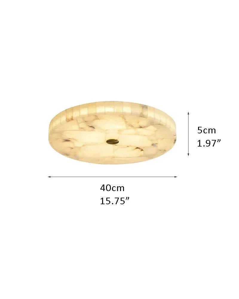 White Spanish Round Alabaster Flush Mount Ceiling Light for bedroom D40*H5CM D15.75*H1.97" White + Brass Flush Mounted Ceiling Lamp
