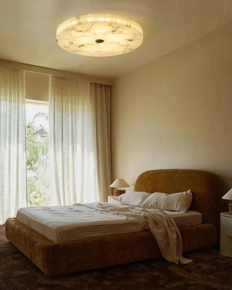 White Spanish Round Alabaster Flush Mount Ceiling Light for bedroom Flush Mounted Ceiling Lamp
