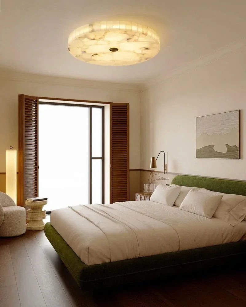 White Spanish Round Alabaster Flush Mount Ceiling Light for bedroom Flush Mounted Ceiling Lamp