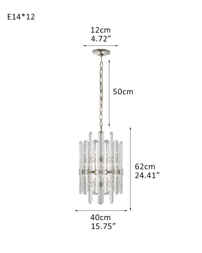 Zermatt Series Grand Chandelier | K9 Crystal Solid brass frame with premium K9 crystals, Copper finish for Grand Foyers and Dining Rooms D40*H62CMCM D15.8"*H24.4" Chrome American chandelier